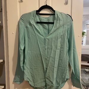 Light blue silk button down blouse